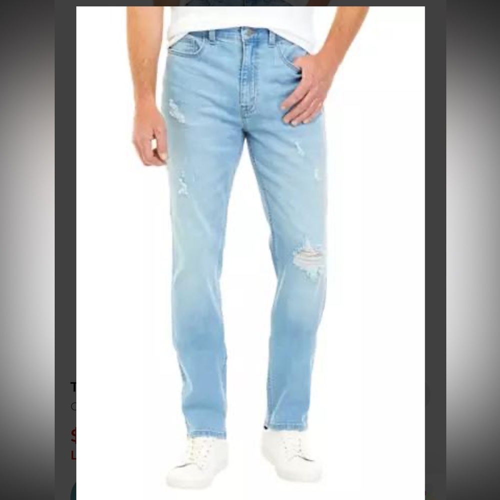 True Craft Distressed Slim Fit Athletic Stretch Jeans